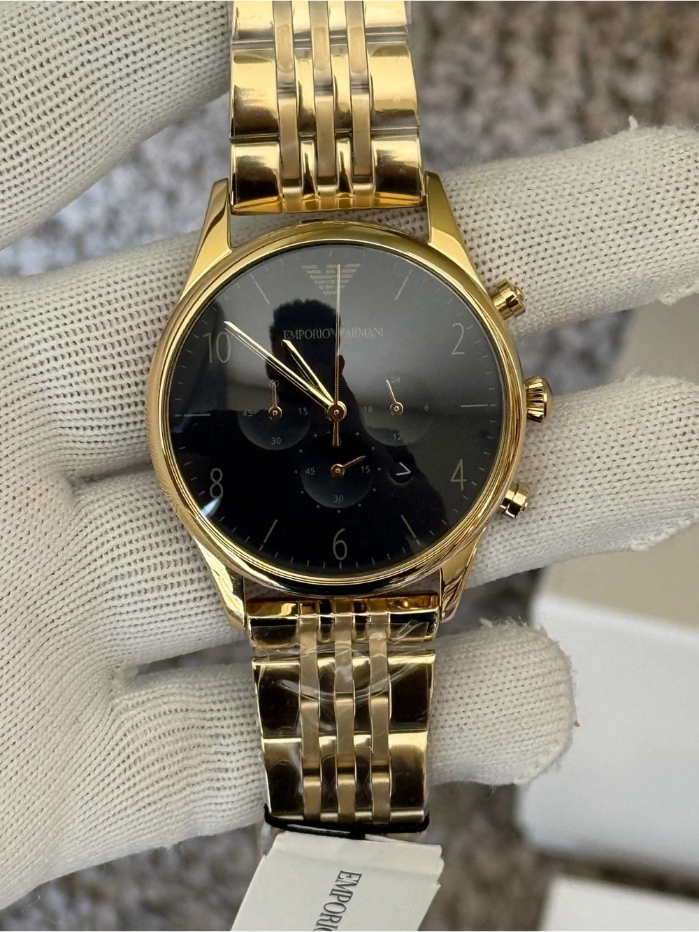 Emporio Armani men’s classic Gold-Tone Watch with Black Dial